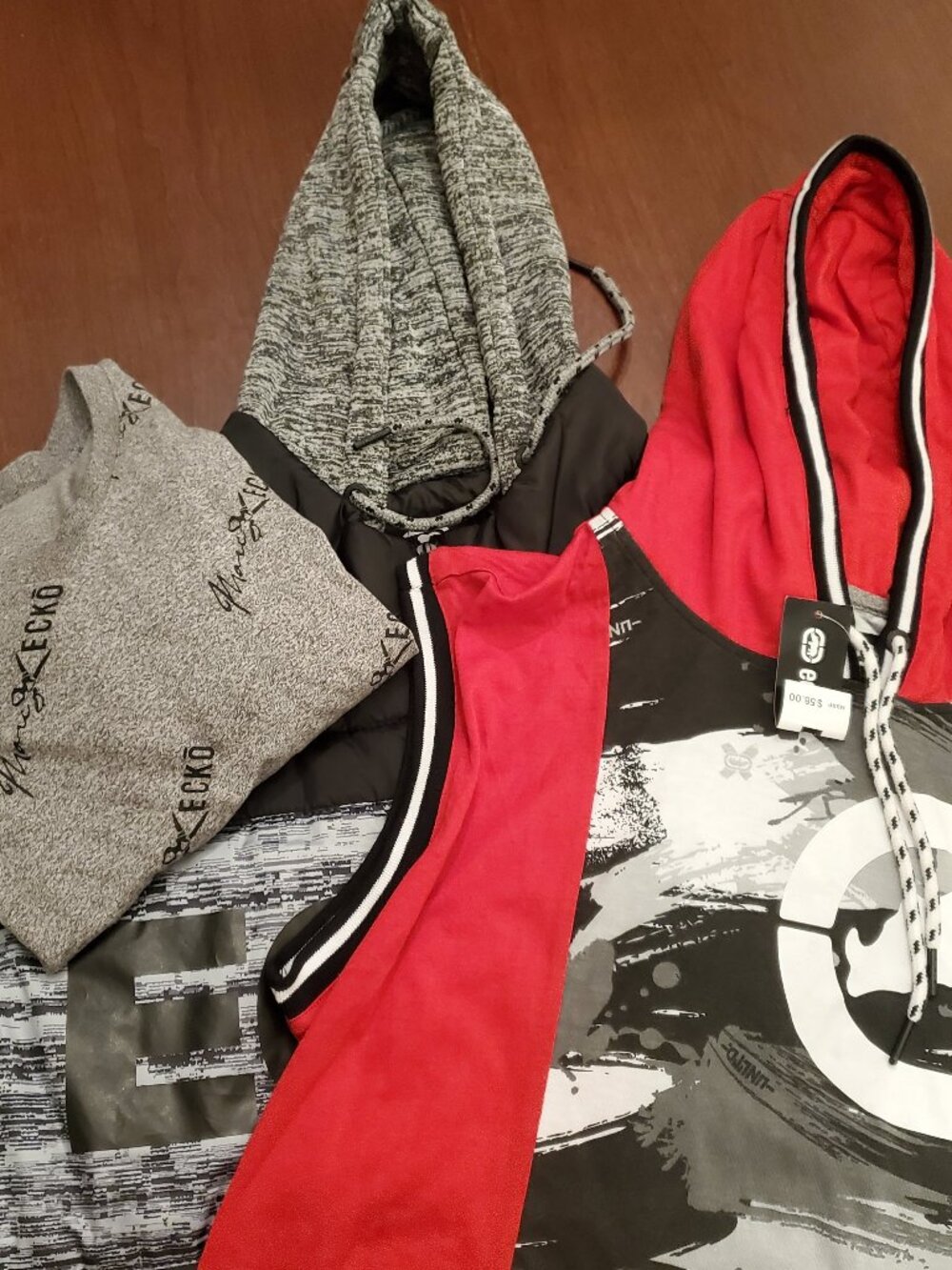Ecko Unltd Marc Ecko Mens XL 3Pc Bundle Hooded Puffer Vest Sleeveless Tank Shirt